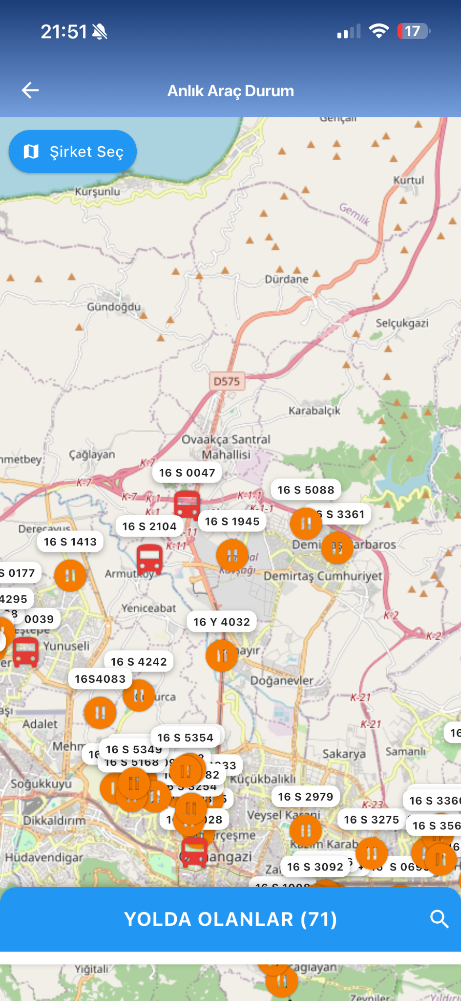 Staff shuttle vehicle management screen